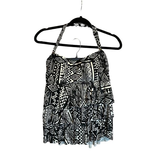 5 for $25🔥XS Island Escape Black & White Swimsuit Tankini Top - Picture 1 of 6